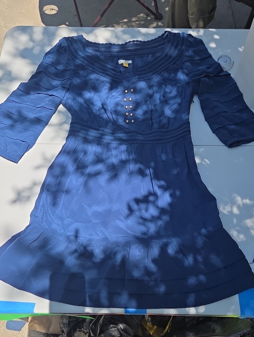Leifsdottir Navy Blue Scoop-Neck Dress